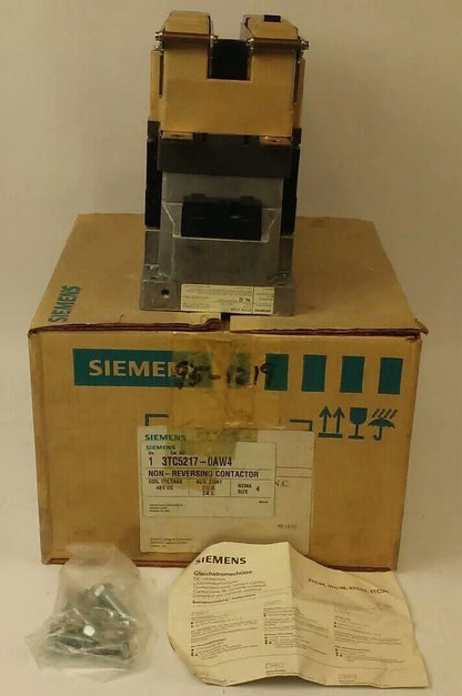 SIEMENS 3TC5217-0AW4, 3TC5217-0A NON REVERSING STARTER,SIZE 4,2NO-2NC,48VDC COIL