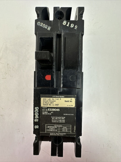 GOULD ITE E22B045 MOLDED CASE CIRCUIT BREAKER 45A 2P 240VAC 125/250VDC