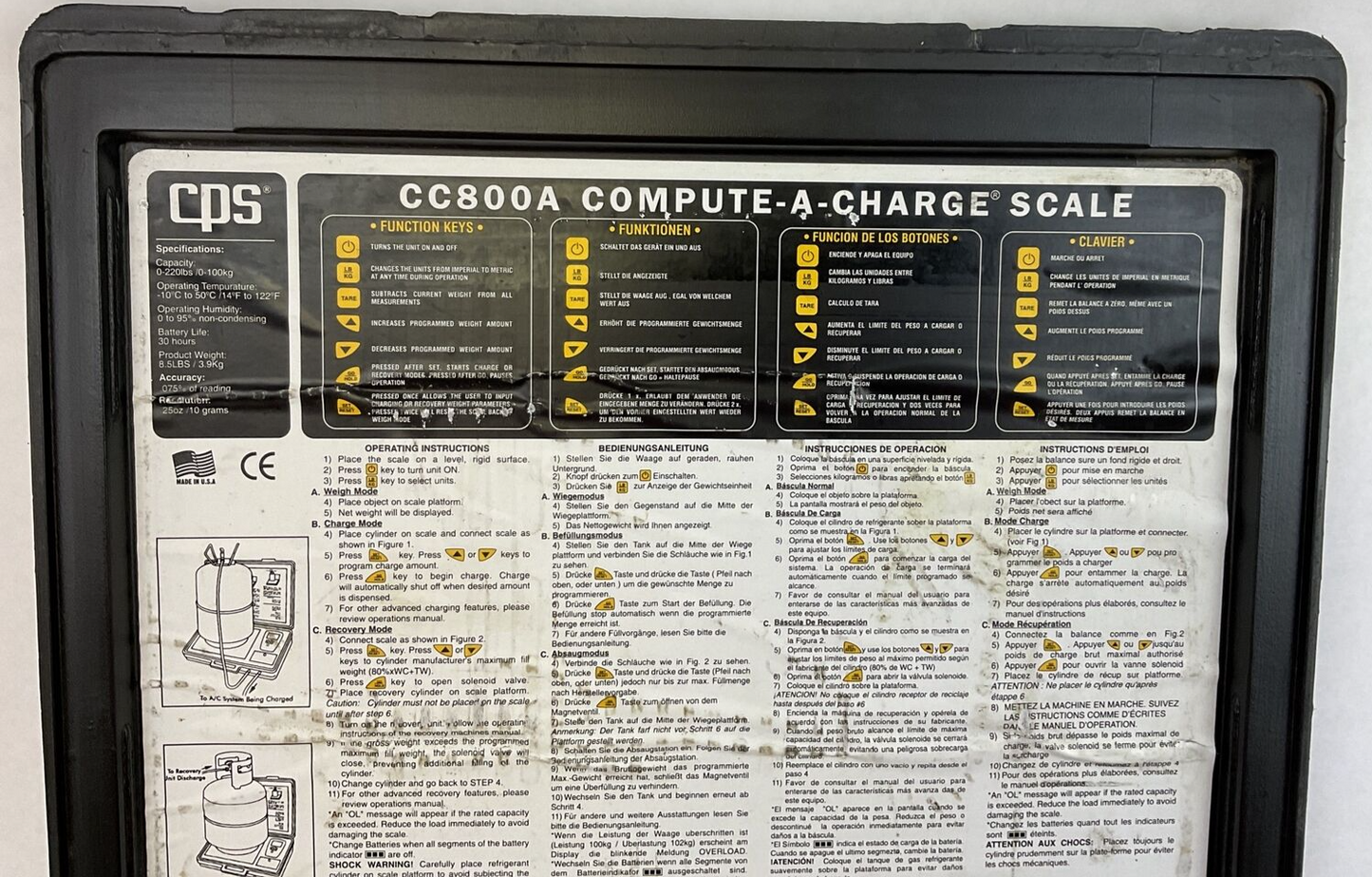 CPS CC800A COMPUTE-A-CHARGE SCALE *DOES NOT INCLUDE BATTERIES*