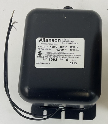 ALLANSON 1092 TYPE S IGNITION TRANSFORMER 120V 50/60HZ