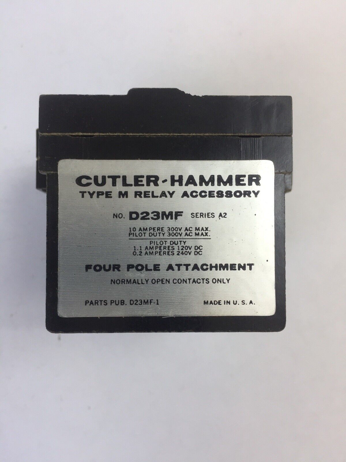 CUTLER HAMMER D23MF TYPE M RELAY ACCESSORY FOUR POLE ATTACHMENT