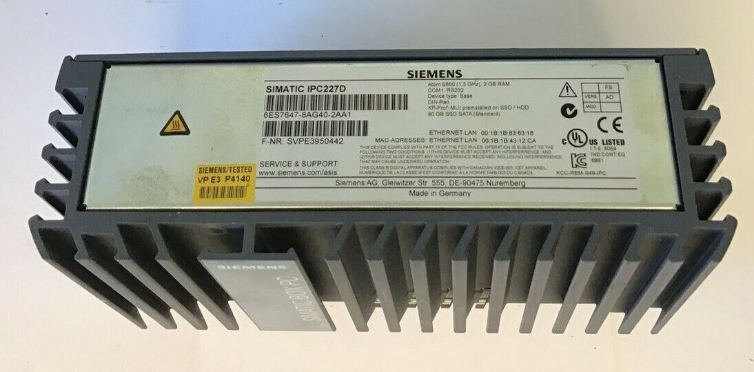 SIEMENS 6ES7647-8AG40-2AA1 ATOM E660 SIMATIC BOX PC 2GB 1,3GHZ IPC227D