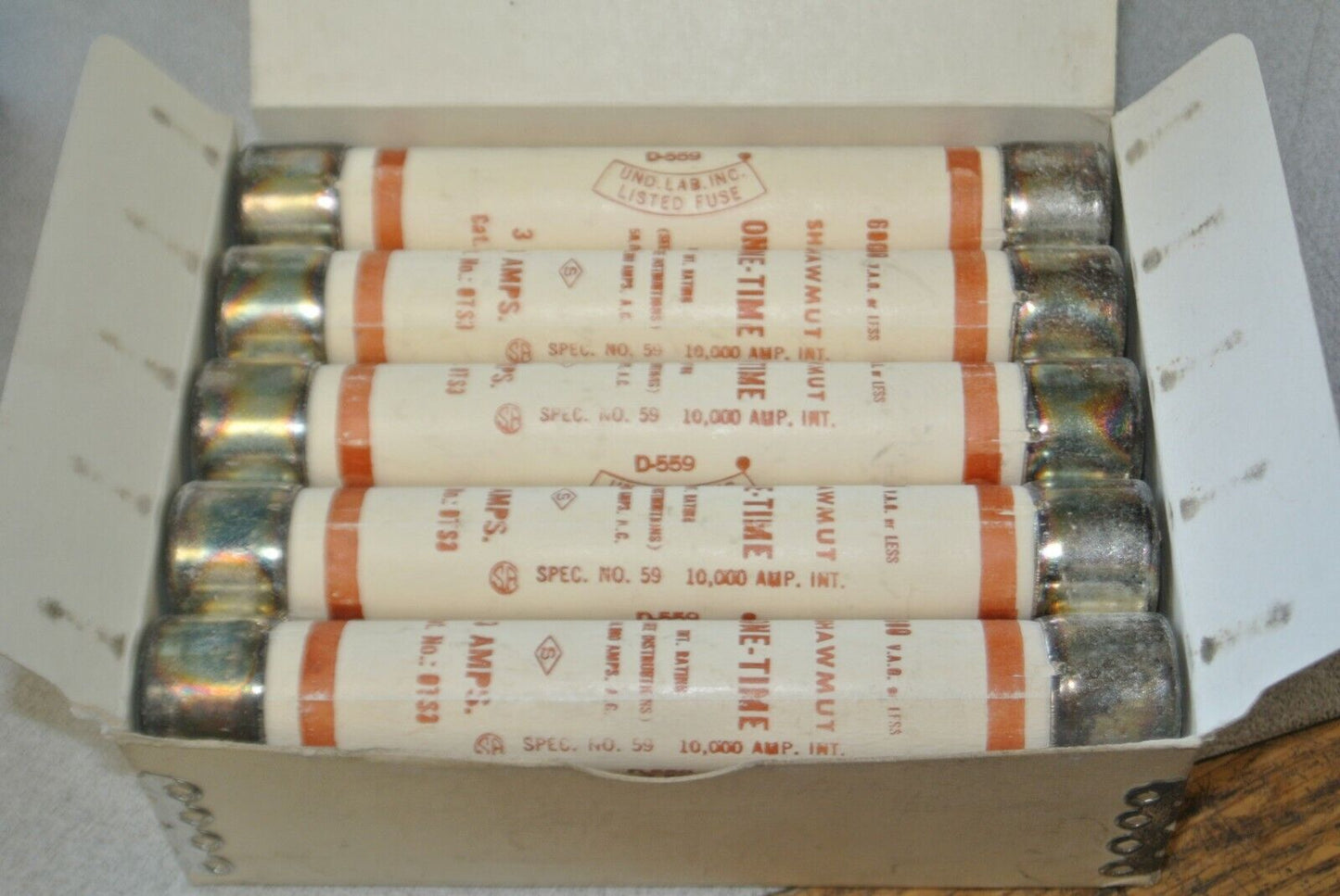 BOX of 10 / GOULD-SHAWMUT OTS3 ONE-TIME CLASS K5 FUSE / 3A / 600V / OTS-3