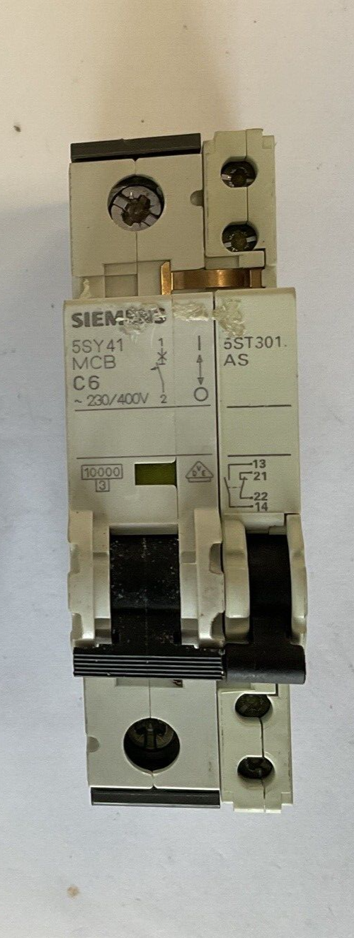 SIEMENS 5SY41 MCB C6 CIRCUIT BREAKER ONE(1) W/5ST3010 ONE(1) W/O 5ST3010