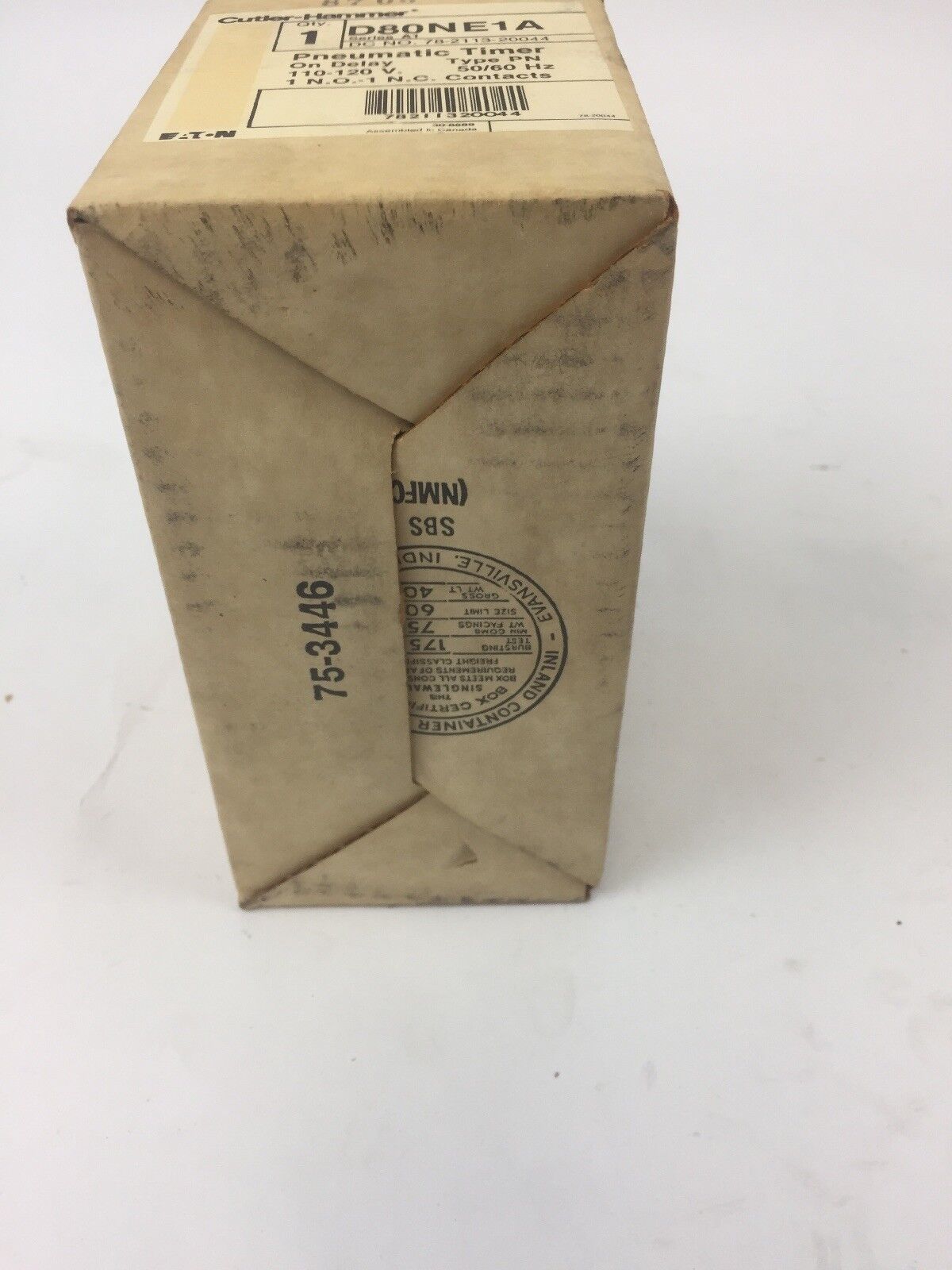 CUTLER HAMMER D80NE1A PNEUMATIC TIMER 110-120V 50/60HZ 1 N.O.-1 N.C. CONTACTS
