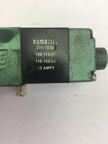 NUMATICS 228-703B SOLENOID VALVE 100-115/50 110-120/60 0.15 AMP