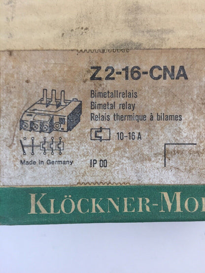 KLOCKNER MOELLER Z2-16-CNA BIMETAL RELAY 600VAC 10-16AMP