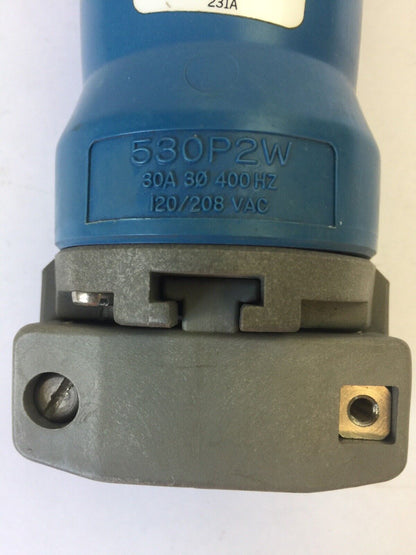 HUBBELL 530P2W PIN & SLEEVE WATERTIGHT PLUG 30A 120/208VAC