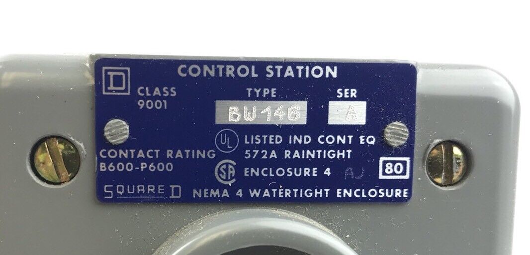 Square D Company 9001 BW-146 Start Push Button Station