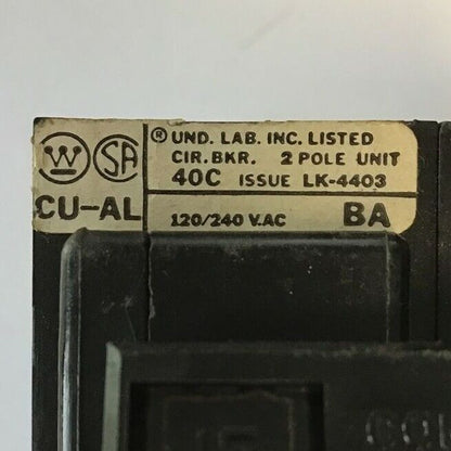 WESTINGHOUSE BA215 QUICKLAG CIRCUIT BREAKER 15A 2POLE ***LOTOF3***