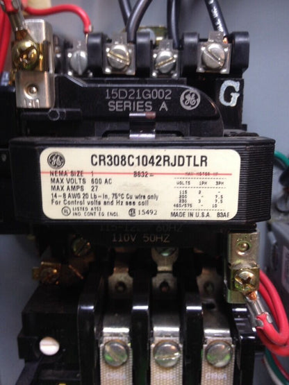 GE 300- LINE CONTROL SIZE ONE COMBINATION STARTER CR308