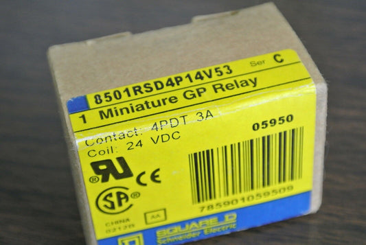 SQUARE D 8501RSD4P14V53 - MINI GEN. PURP. RELAY - 4PDT, 3A, 24VDC - NEW SURPLUS