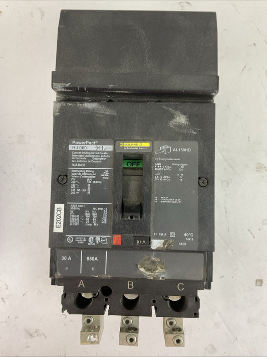 SQUARE D HJA36030 POWERPACT CURRENT LIMITING CIRCUIT BREAKER 30A 600VAC 250VDC
