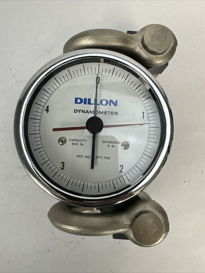 DILLON DYNAMOMETER CAPACITY 500LB DIVISION 5LB PAT NO. 3,277,705 5" DIAL