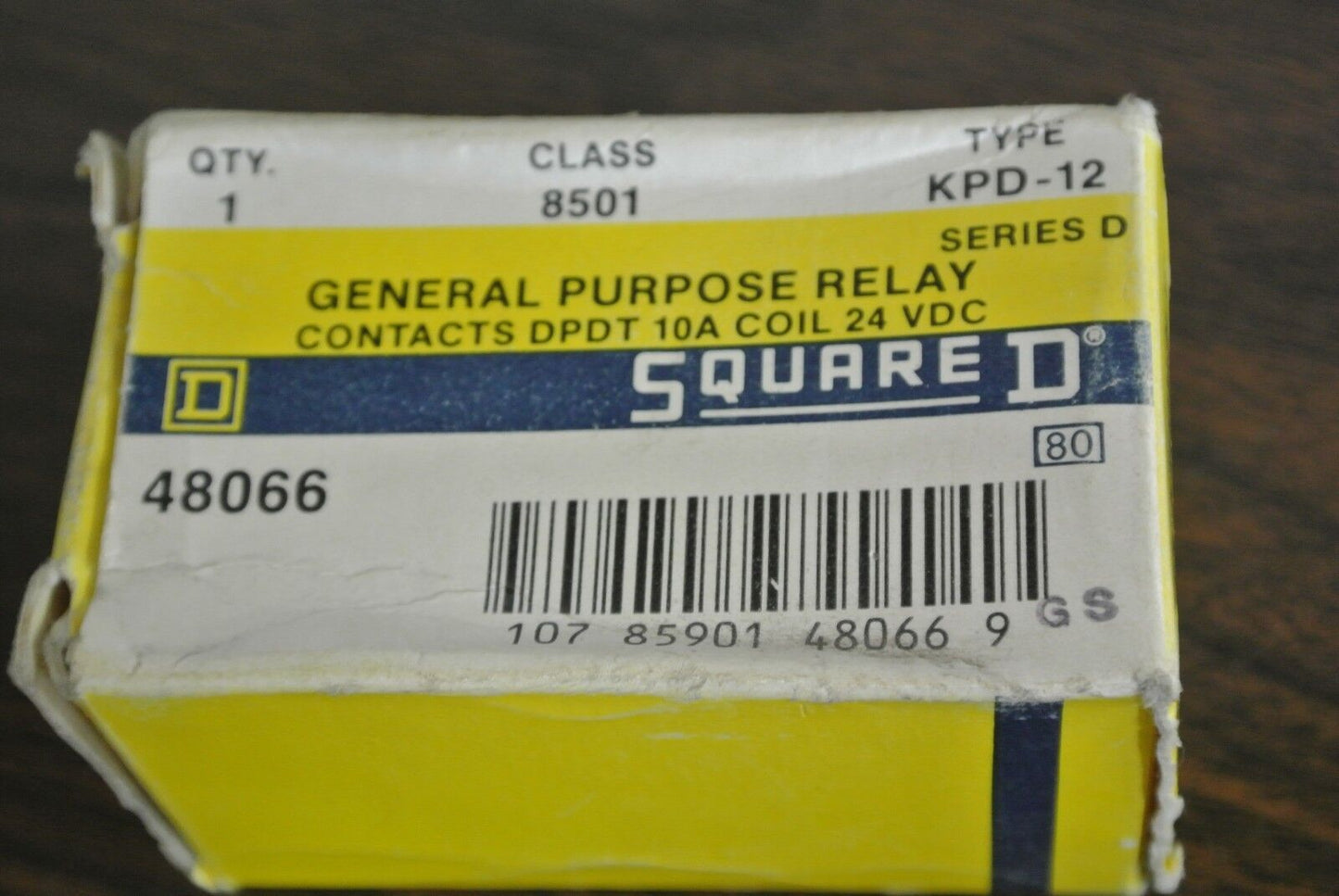 SQUARE D 8501 KPD-12 GENERAL PURPOSE RELAY - DPDT, 10A, 24VDC COIL - NEW SURPLUS