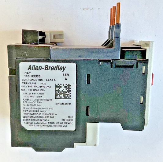 ALLEN BRADLEY 193-1EEBB OVERLOAD RELAY SER.A