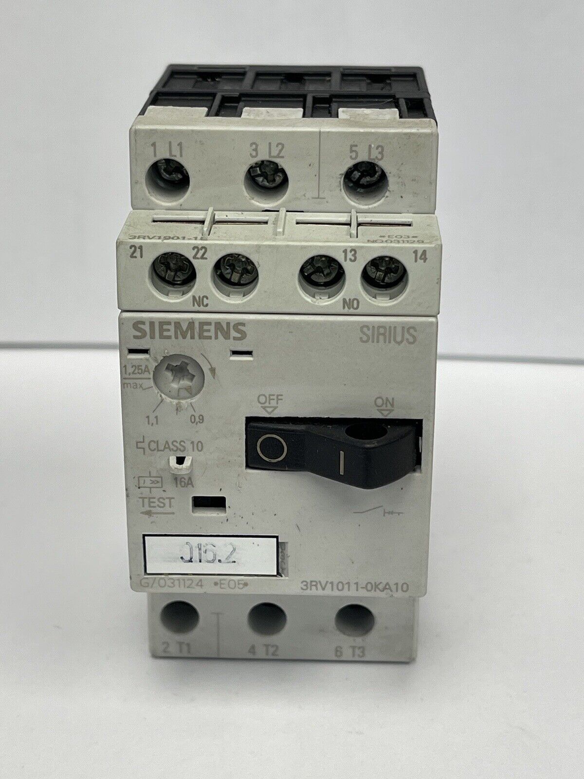 SIEMENS - 3RV1011-0KA10 - Motor breaker; 0.37kW; 220÷690VA; DIN; SHt cir.rel 16A