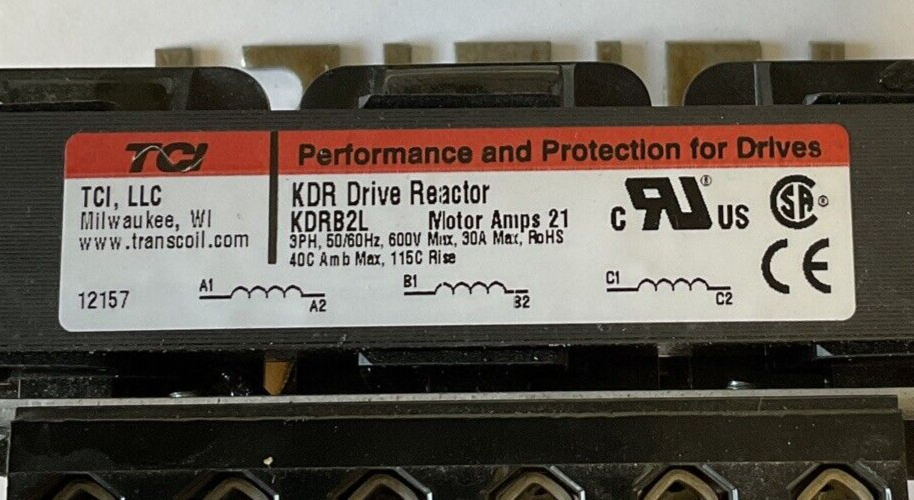 TCI KDRB2L KDR LINE DRIVE REACTOR MOTOR 21A 3PH 600V