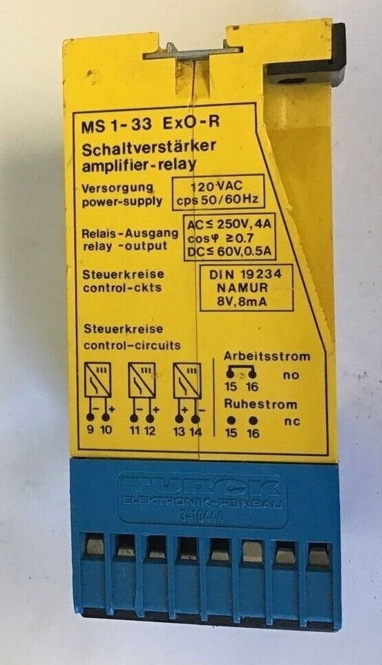 TURCK MS1-33 SWITCHING AMPLIFIER RELAY 120VAC 50/60HZ