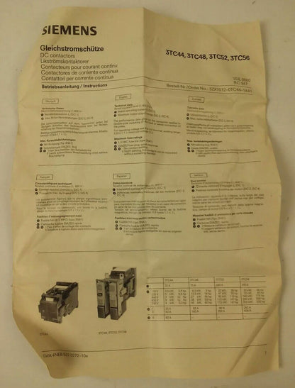 SIEMENS 3TC5217-0AW4, 3TC5217-0A NON REVERSING STARTER,SIZE 4,2NO-2NC,48VDC COIL