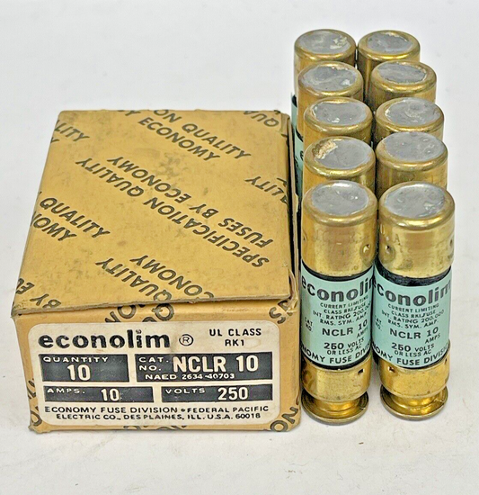 ECONOLIM *BOX OF 10* - NCLR 10 - 10 AMP,250 VAC, CURRENT-LIMITING CLASS RK1 FUSE