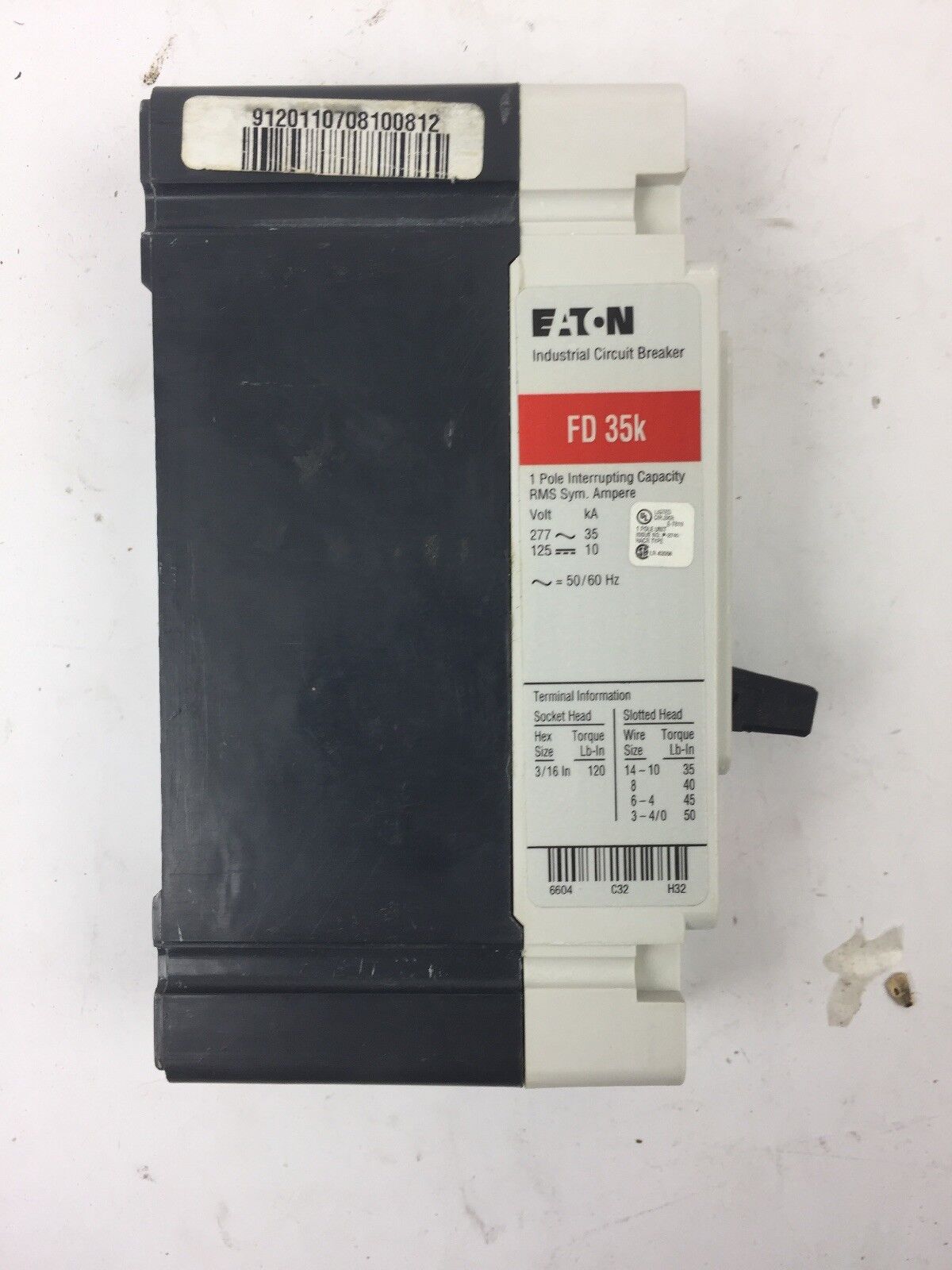 EATON FD1045 SERIES C INDUSTRIAL CIRCUIT BREAKER 45 AMP 277VAC 1 POLE