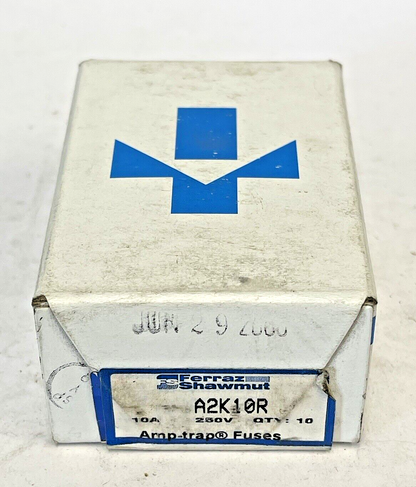 FERRAZ SHAWMUT - *BOX OF 10* - A2K10R - 10 AMP, 250 VAC AMP TRAP FUSES - SEALED
