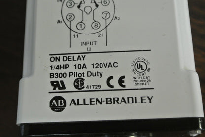 ALLEN-BRADLEY 700-HTF12F16A1 ON-DELAY 180-SEC. FIX TIMING RELAY 120V NEW SURPLUS