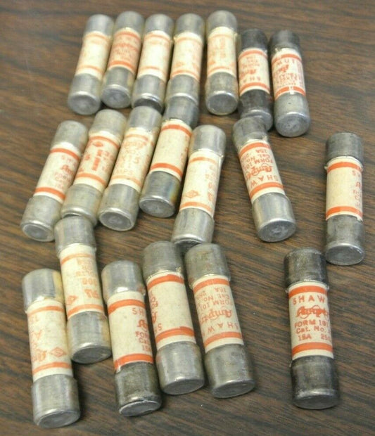 LOT of 20 / SHAWMUT A25X15 FUSES / 250V / 15A / NEW SURPLUS