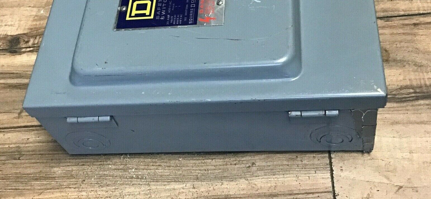 SQUARE D HU361 SAFETY SWITCH SER.E1 30A  NON FUSIBLE 600VAC/VDC 600VAC/VDC 30HP