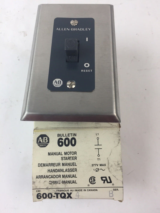 ALLEN BRADLEY 600-TQX4 MANUAL MOTOR STARTER SER B