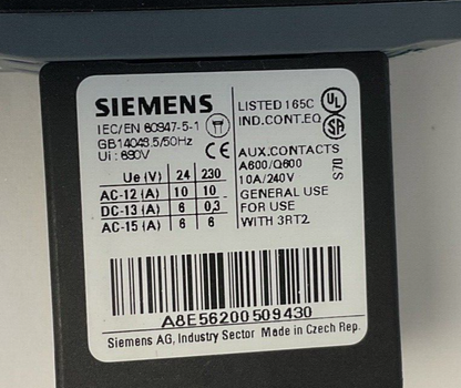 SIEMENS 3RT2027-1FB44-3MA0 CONTACTORS 24VDC 42A