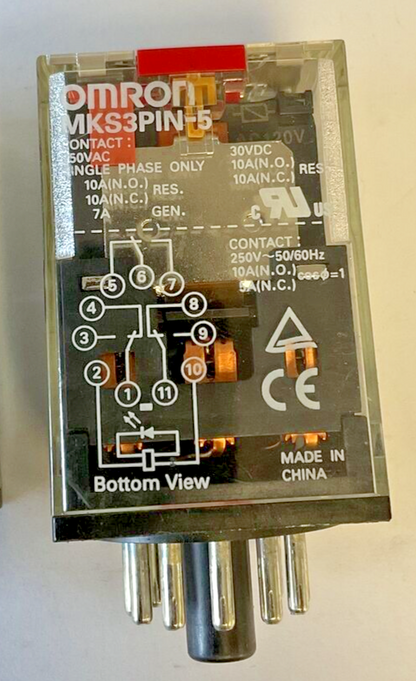 OMRON MKS3PIN-5 RELAY 250VAC 30VDC 10A 50/60HZ ***LOTOF2***