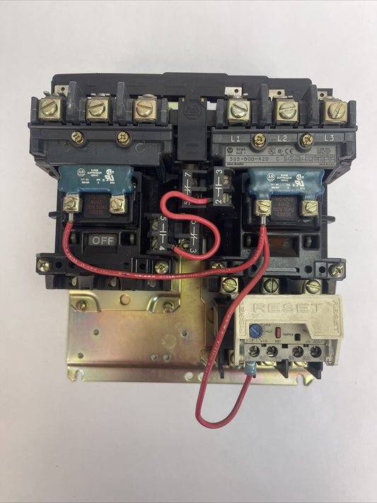 ALLEN BRADLEY 505-BOD-A2D REVERSING STARTER SIZE 1 SER C 600VAC 27A 10HP COIL