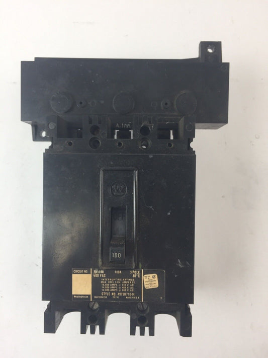 WESTINGHOUSE FB3100 CIRCUIT BREAKER 100A 600VAC 3 POLE