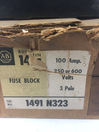 ALLEN BRADLEY 1491 N323 FUSE BLOCK 100 AMP 250 OR 600 VOLT 3 POLE
