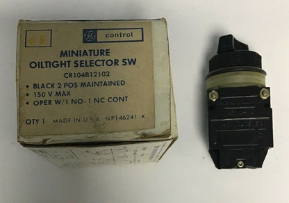 GE CR104B12102 MINIATURE OILTIGHT SELECTOR SWITCH BLACK 2POS 150V 1NO-1NC