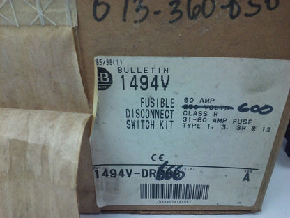 ALLEN BRADLEY 1494V-DR666 FUSIBLE DISCONNECT SWITCH,W/ 1494V-FSR666 & 1494V-DS60