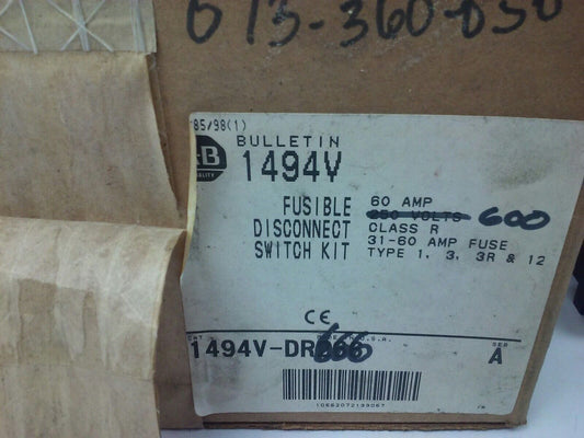 ALLEN BRADLEY 1494V-DR666 FUSIBLE DISCONNECT SWITCH,W/ 1494V-FSR666 & 1494V-DS60