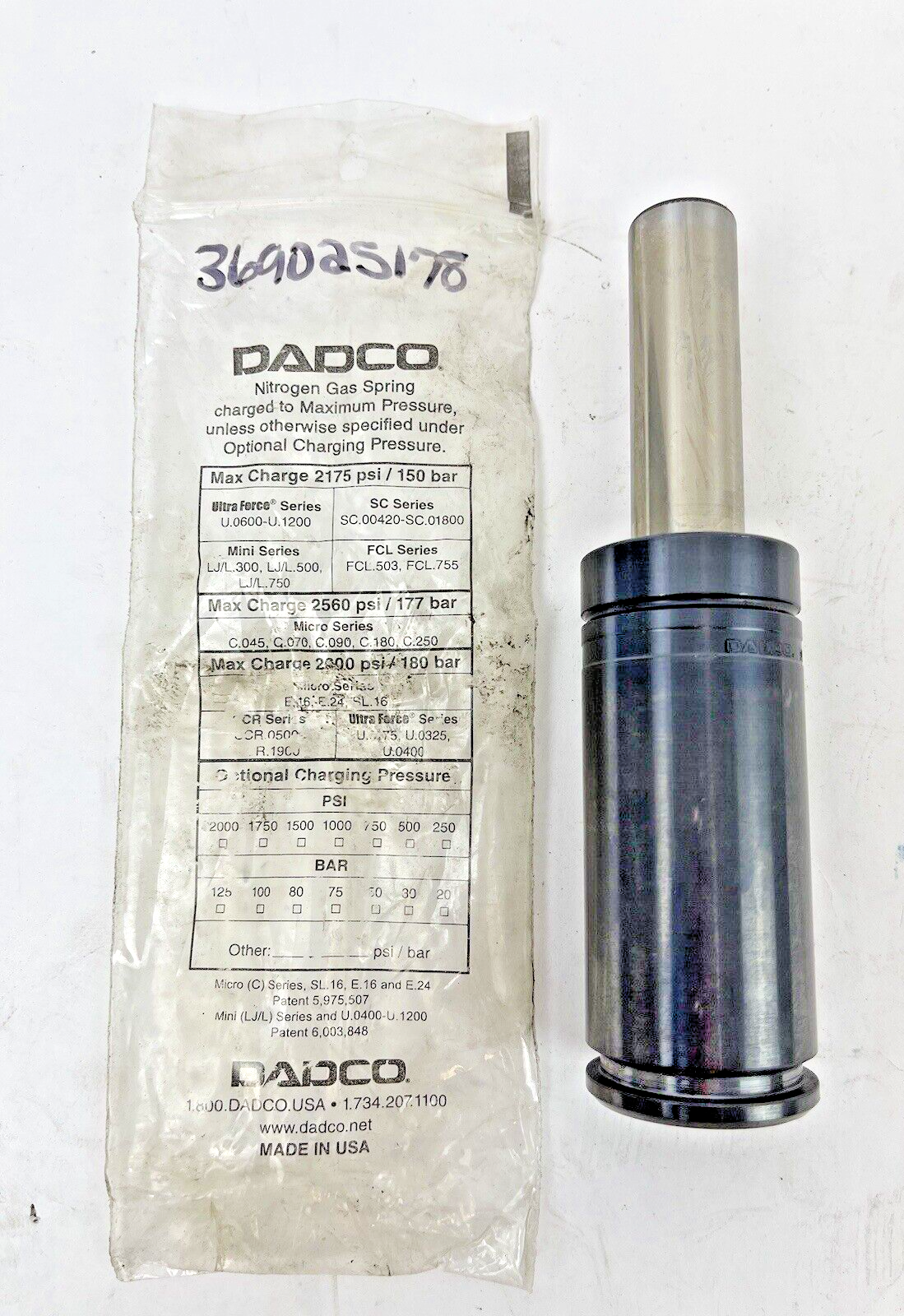 DADCO - U.600.063 - NITROGEN GAS SPRING - 2175 PSI - 150 BAR - ULTRA FORCE