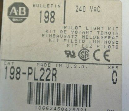 ALLEN-BRADLEY 198-PL22R / PILOT LIGHT KIT / 240VAC / RED / NEW SURPLUS / NO BULB