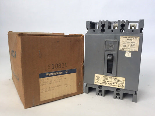WESTINGHOUSE CIRCUIT BREAKER 30AMP 3POLE 600VAC 1264C07G16