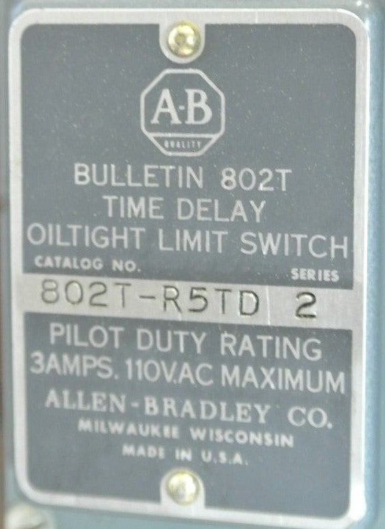 ALLEN-BRADLEY 802T-R5TD Ser. 2 TIME DELAY OILTIGHT LIMIT SWITCH, - NEW SURPLUS
