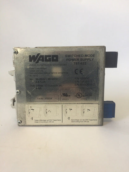 WAGO 787-622 SWITCHED-MODE POWER SUPPLY INPUT 90-264V OUTPUT 24VDC 4-5A