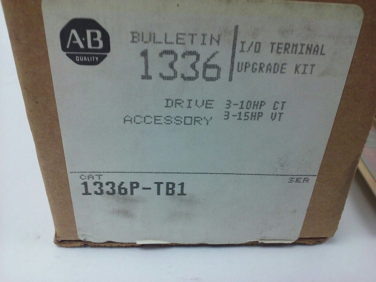 ALLEN BRADLEY 1336P-TB1, 1492-U, I/O TERMINAL UPGRADE KIT, 3-10HP CT, 3-15HP VT