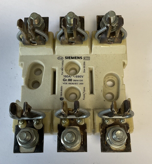 SIEMENS GR.00 3NH4 030 FUSE HOLDERS 160A 690VAC SIZE 00