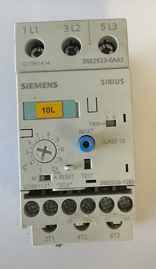 SIEMENS 3RB2026-1SB0 RELAY 600VAC W/3RB2923-0AA1 TERMINAL SUPPORT BRACKET