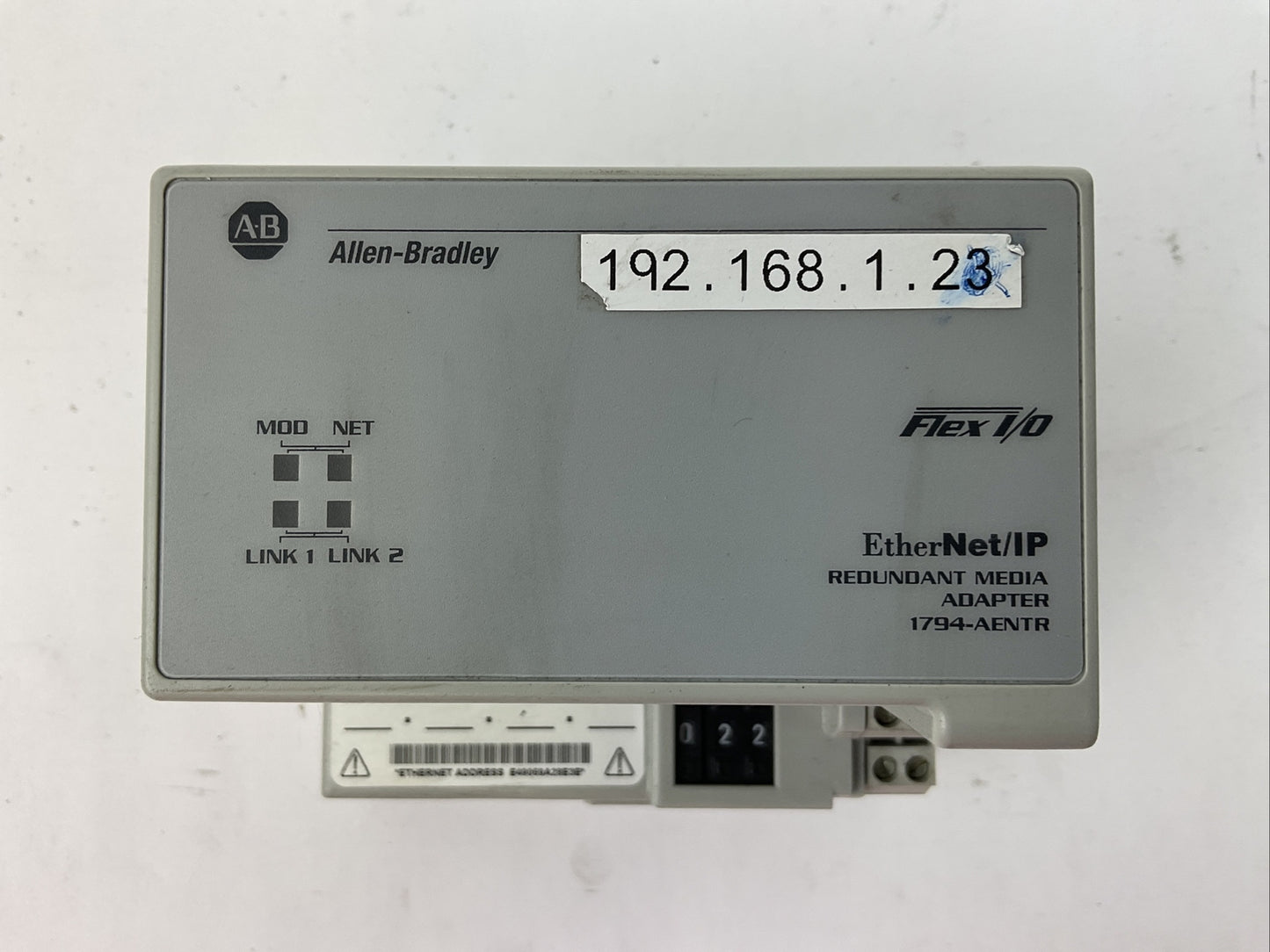 ALLEN BRADLEY 1794-AENTR SER A FW 1.013 FLEX I/O ETHERNER/IP REDUNDANT MEDIA
