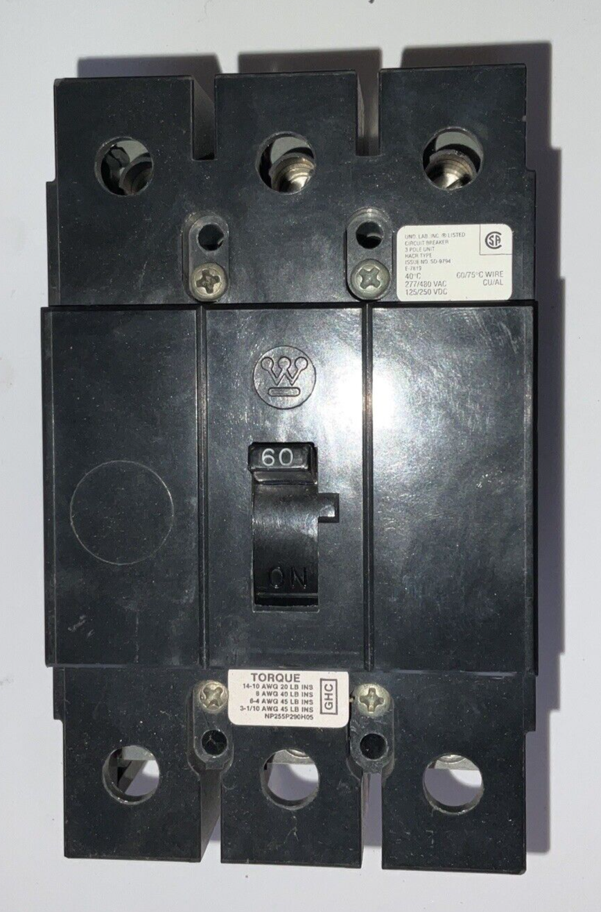 WESTINGHOUSE GHC3060 CIRCUIT BREAKER 480VAC 250VDC 60A 3POLE
