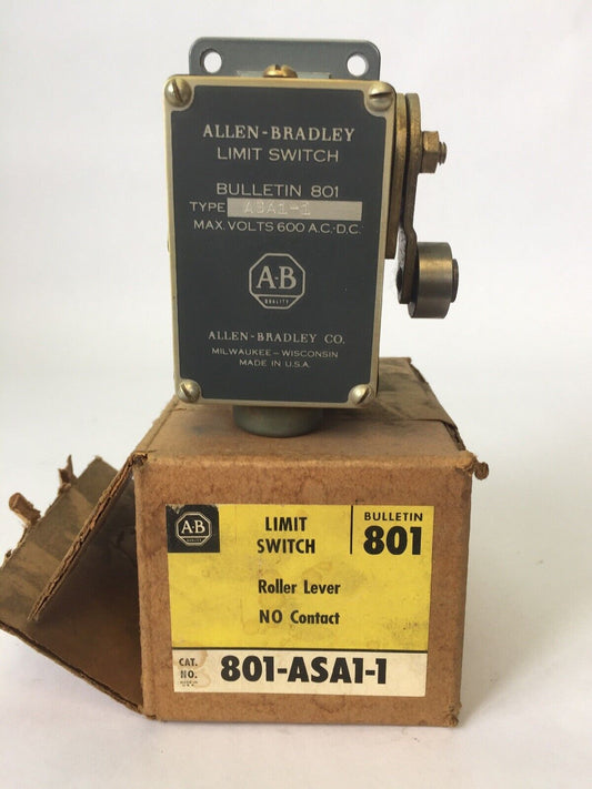 ALLEN BRADLEY 801-ASA1-1 LIMIT SWITCH ROLLER LEVER 600V AC/DC NO CONTACT